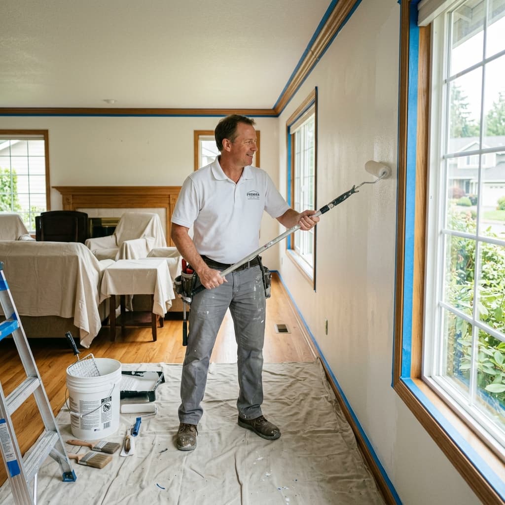 Interior painting in progress